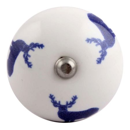 Blue Standing Rein Deer Pattern Ceramic Wine Stopper (Pack Of One Piece)